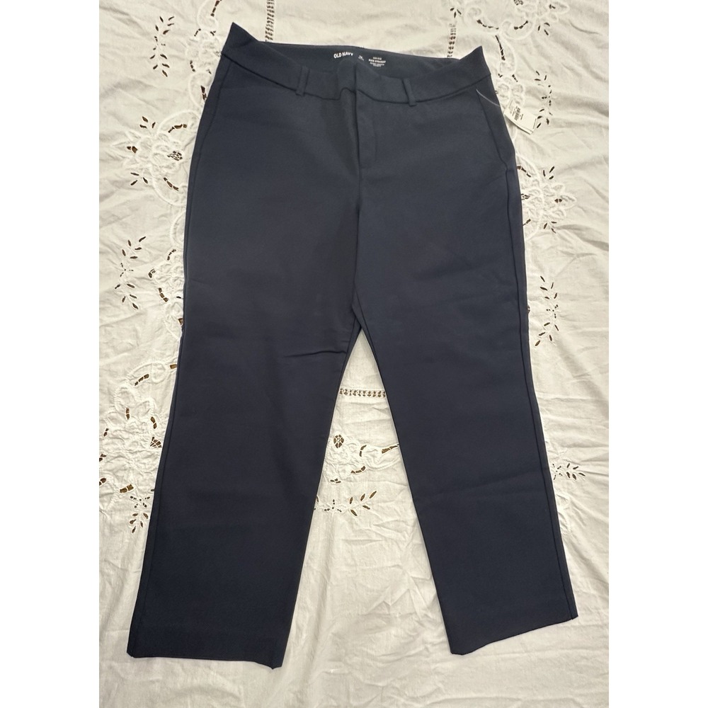 Old Navy Pixie Women's High-Rise Pixie Straight Leg Size 14 Petite Navy Blue NWT